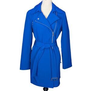 Calvin Klein Water Resistant Rain Coat Trench Coat Blue Size Medium